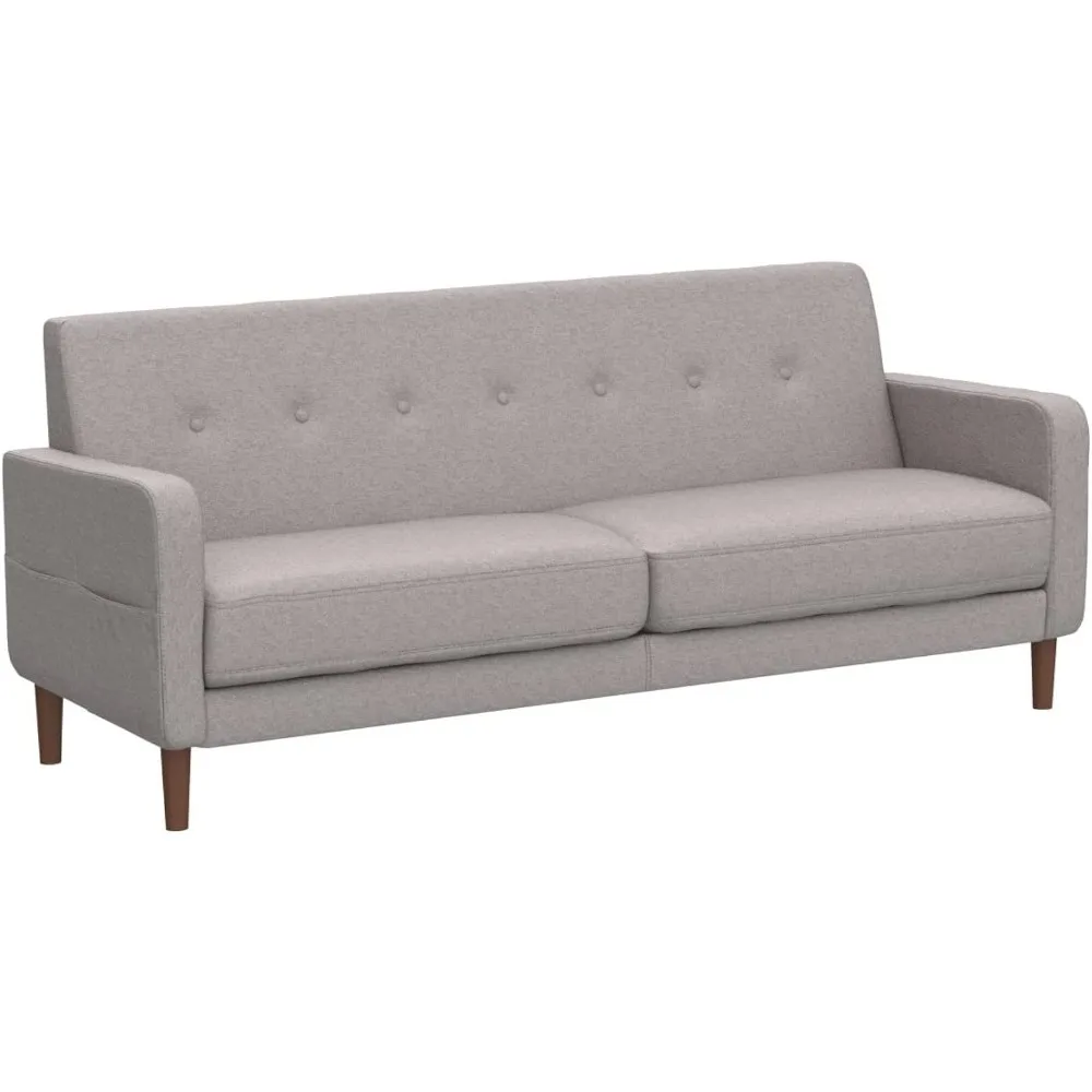 Mellow-Adair-Mid-Century-Modern-Loveseat-Sofa-Couch-with-Armrest-Pockets-Light-Grey