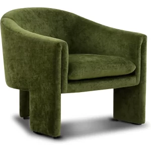 Ennis Lounge Chair - Distressed Green Velvet Armchair for Minimalist Modern Living Rooms | Urbanaira Furnitures